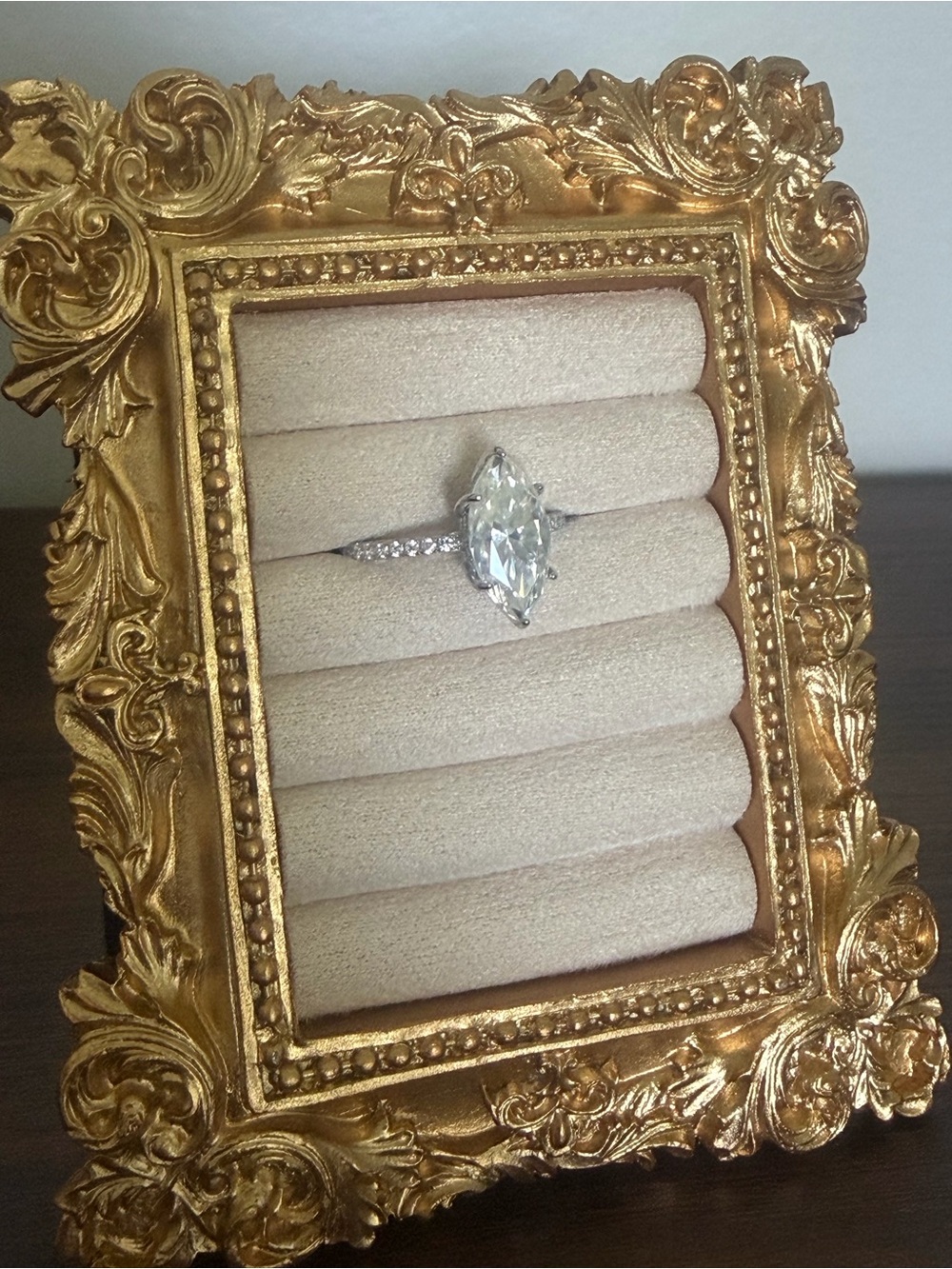 Marquise-Cut Moissanite Diamond Solitaire Ring in Silver